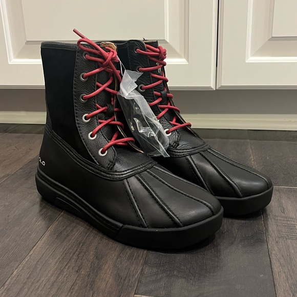 Polo Ralph Lauren Declan Winter Rain Duck Boots black leather Mens Size 9.5